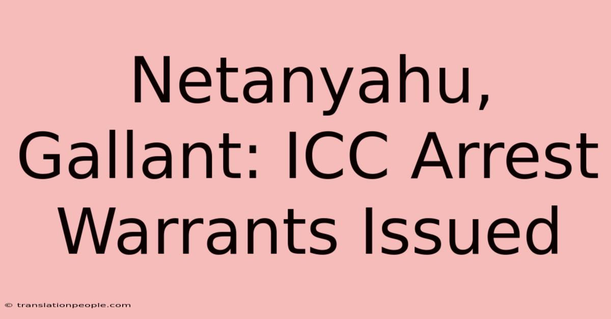 Netanyahu, Gallant: ICC Arrest Warrants Issued