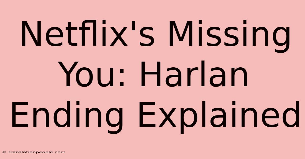 Netflix's Missing You: Harlan Ending Explained