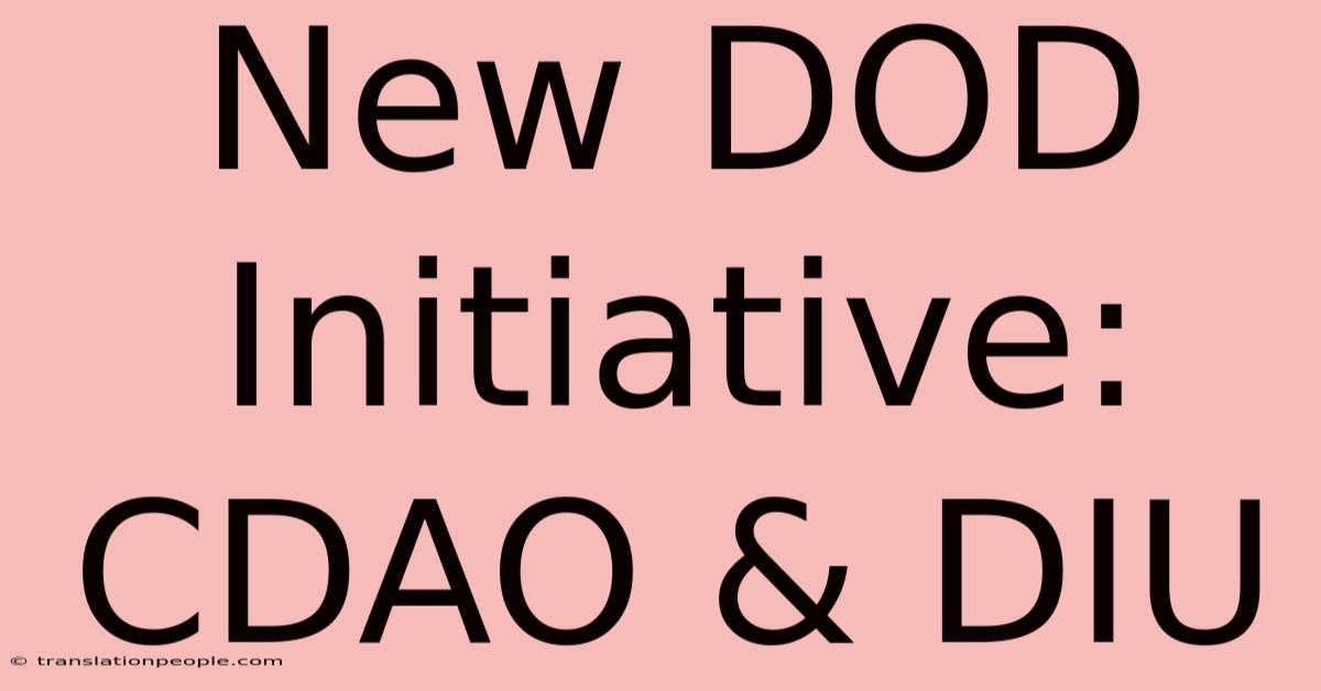 New DOD Initiative: CDAO & DIU