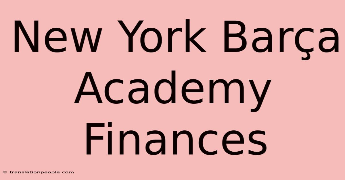 New York Barça Academy Finances