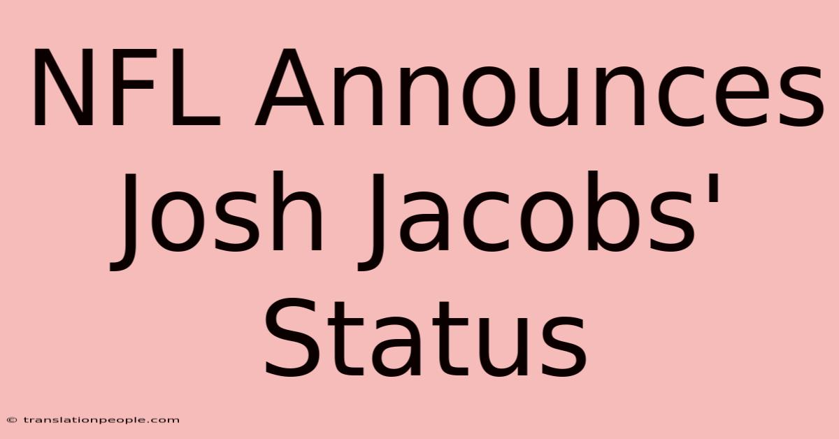 NFL Announces Josh Jacobs' Status