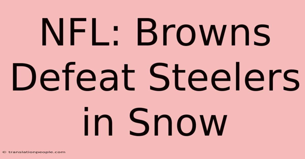 NFL: Browns Defeat Steelers In Snow