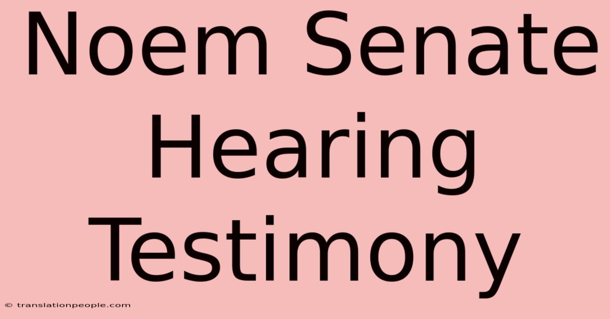 Noem Senate Hearing Testimony