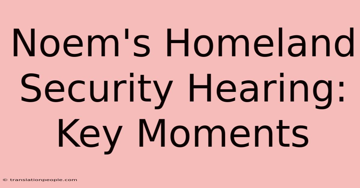 Noem's Homeland Security Hearing: Key Moments