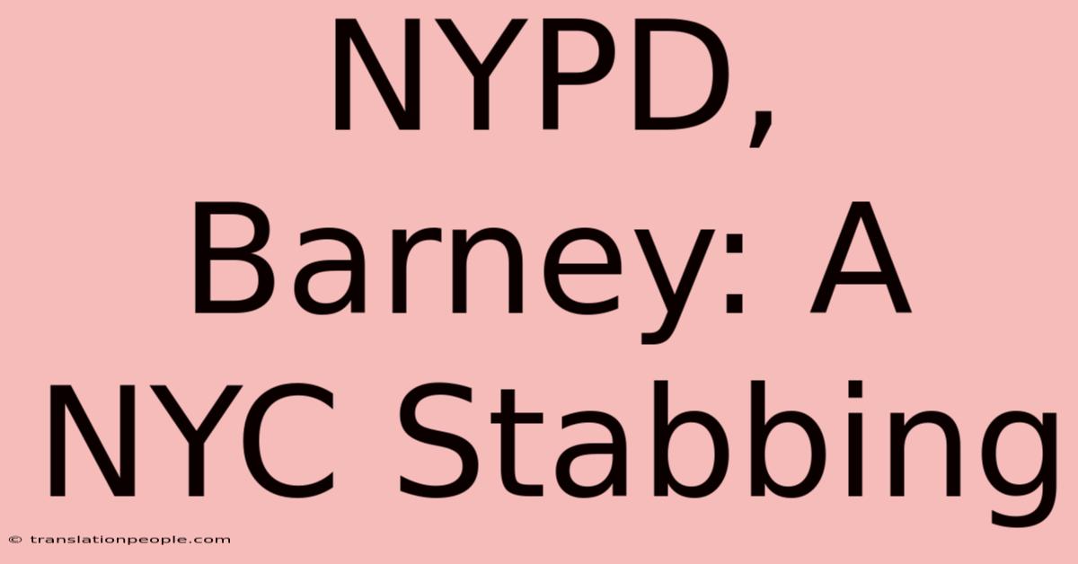 NYPD, Barney: A NYC Stabbing