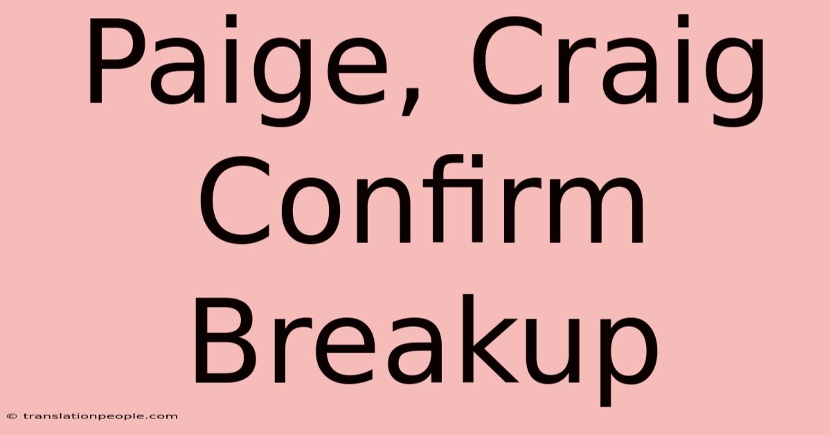 Paige, Craig Confirm Breakup