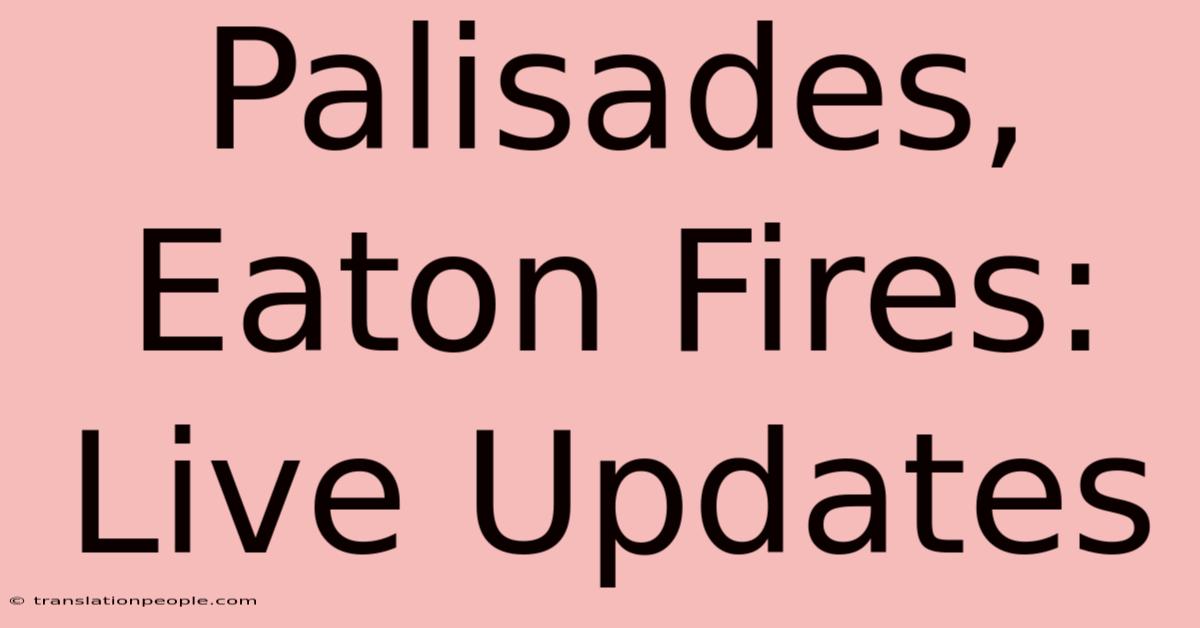 Palisades, Eaton Fires: Live Updates