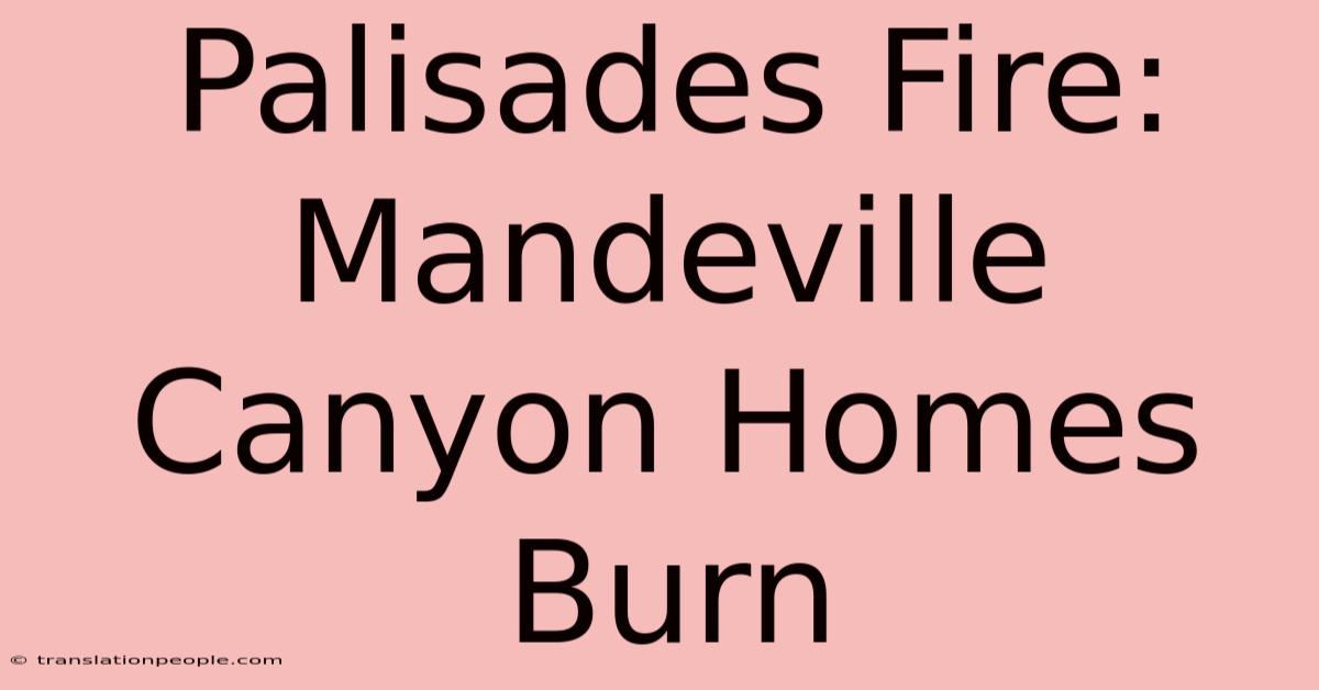 Palisades Fire: Mandeville Canyon Homes Burn