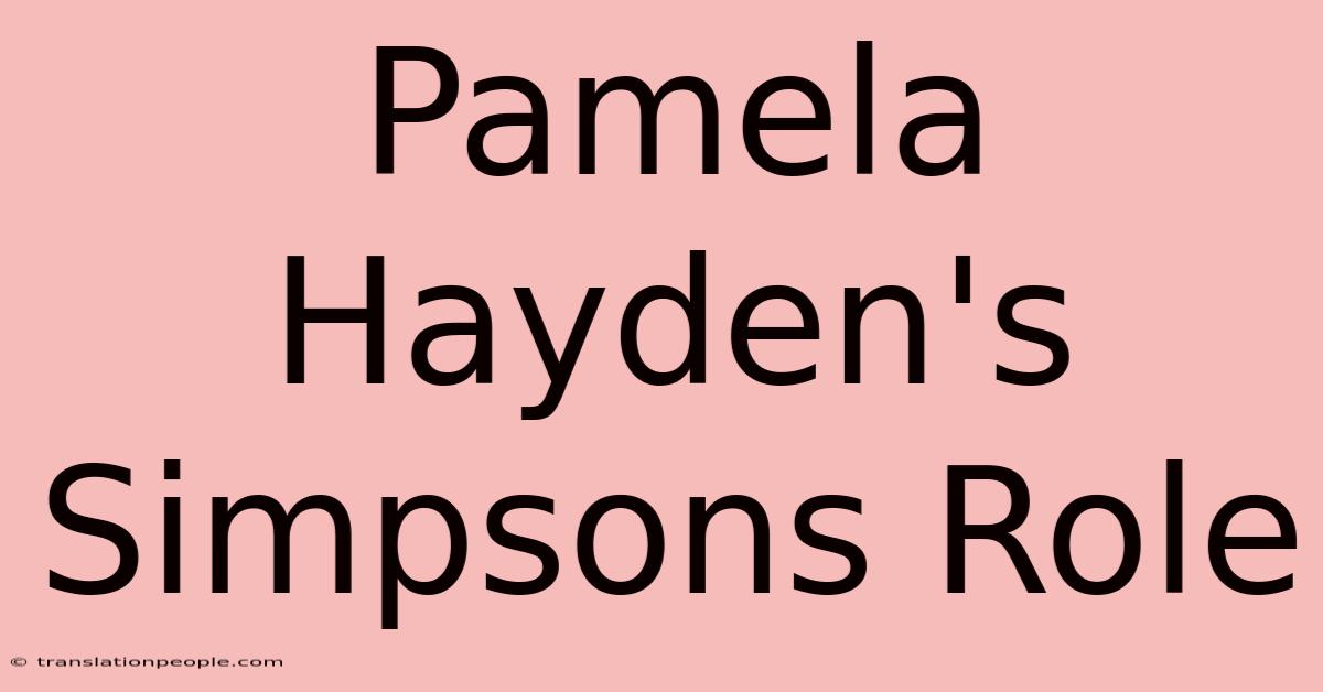 Pamela Hayden's Simpsons Role