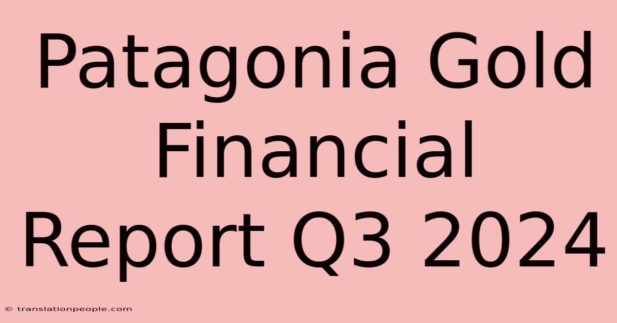 Patagonia Gold Financial Report Q3 2024