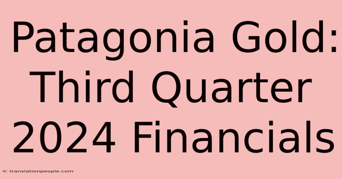 Patagonia Gold: Third Quarter 2024 Financials