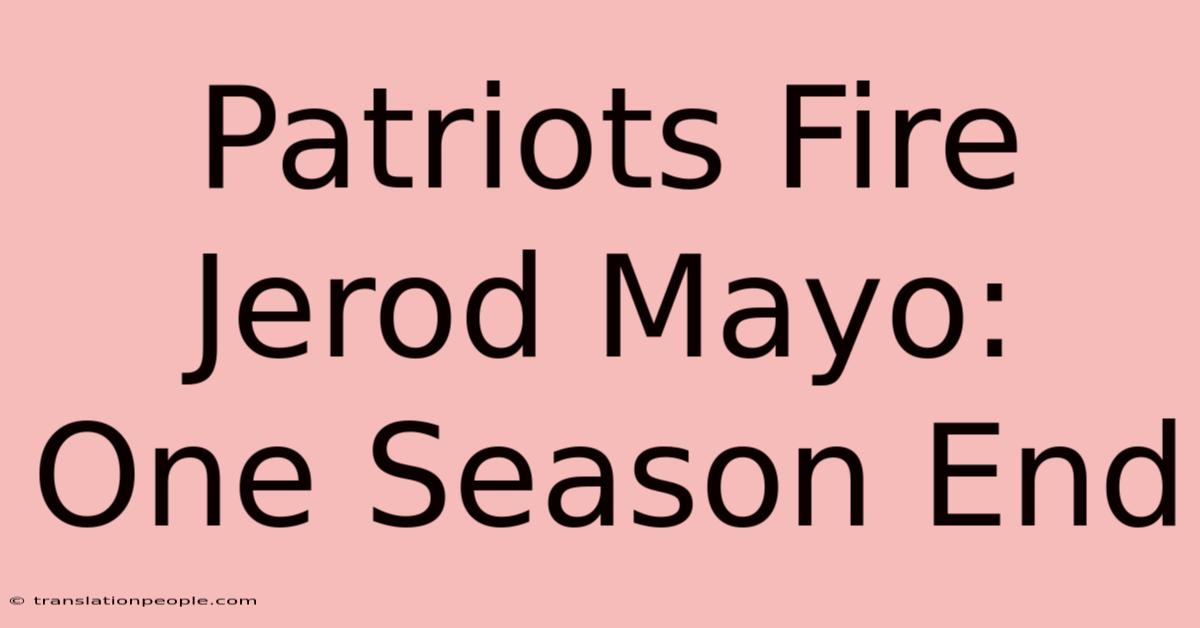 Patriots Fire Jerod Mayo: One Season End