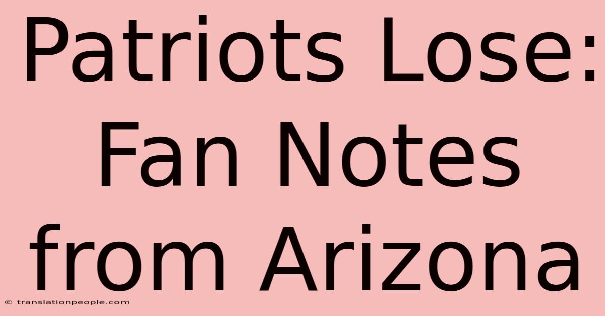 Patriots Lose: Fan Notes From Arizona