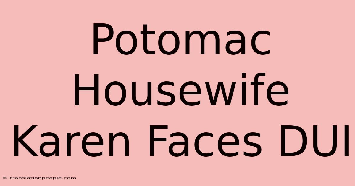 Potomac Housewife Karen Faces DUI