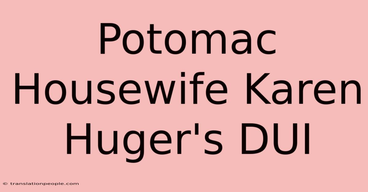 Potomac Housewife Karen Huger's DUI