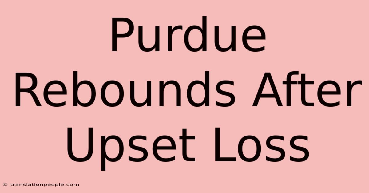 Purdue Rebounds After Upset Loss