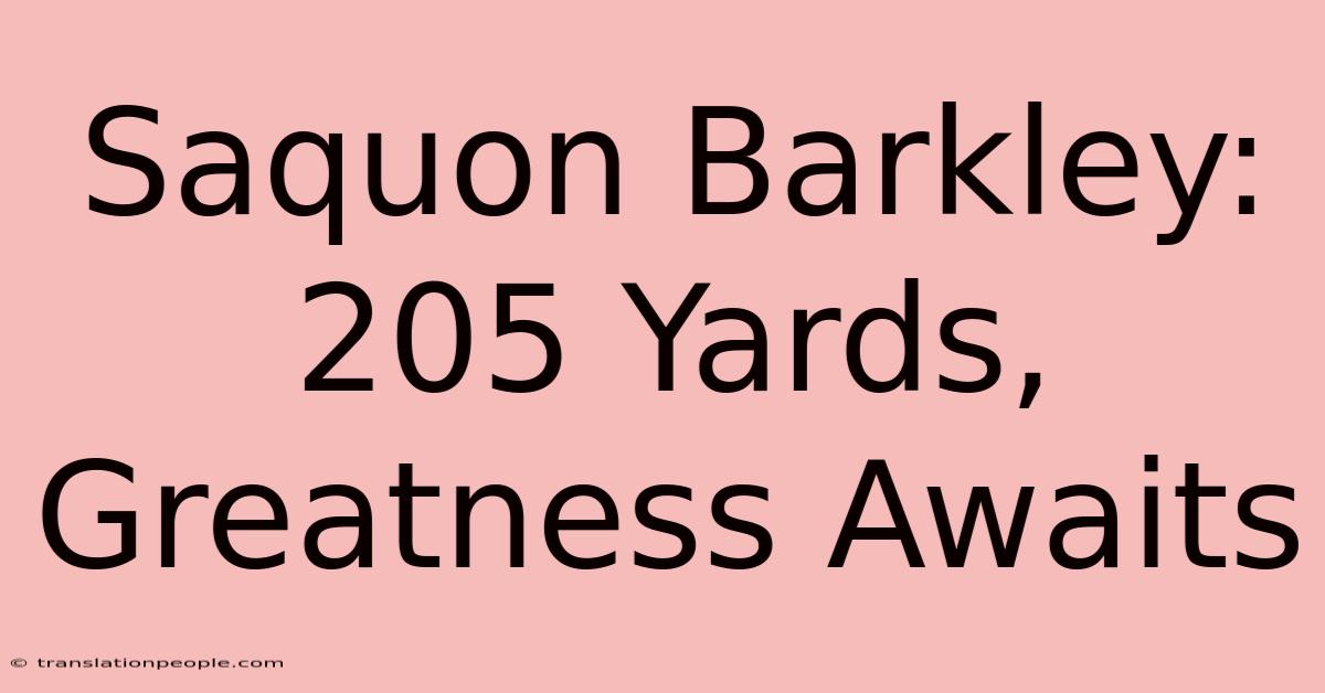 Saquon Barkley: 205 Yards, Greatness Awaits