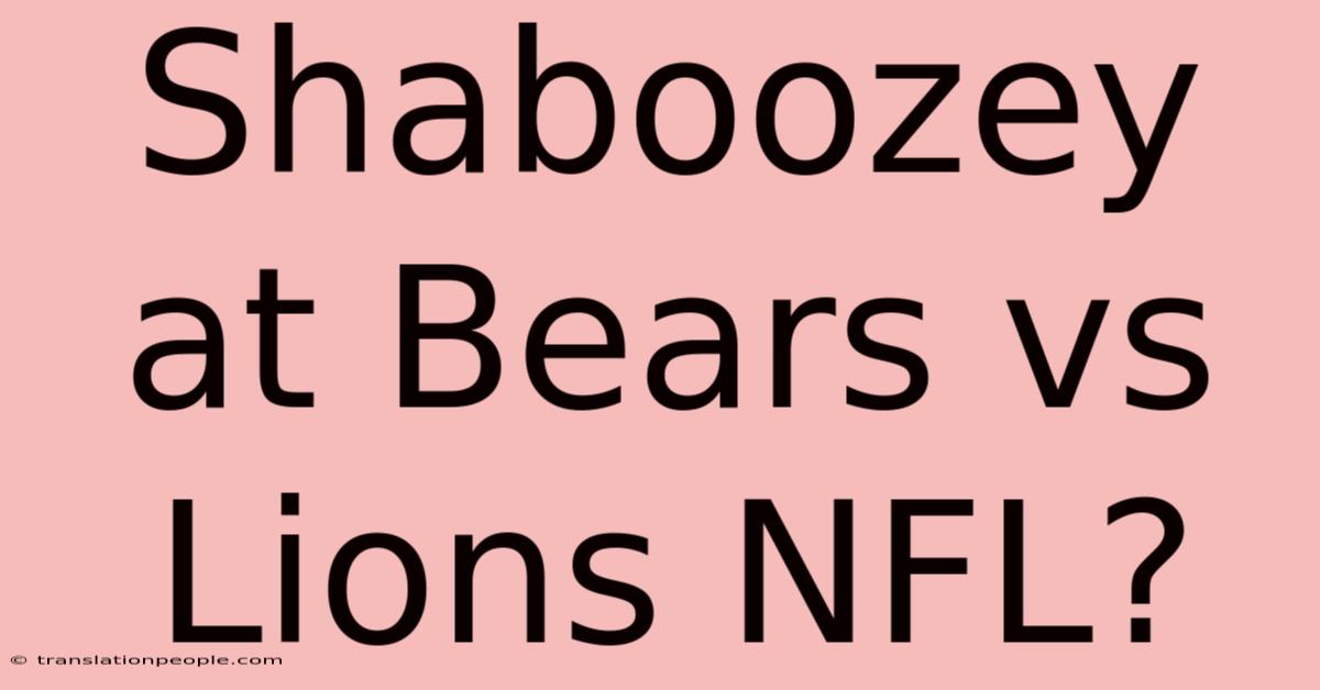 Shaboozey At Bears Vs Lions NFL?