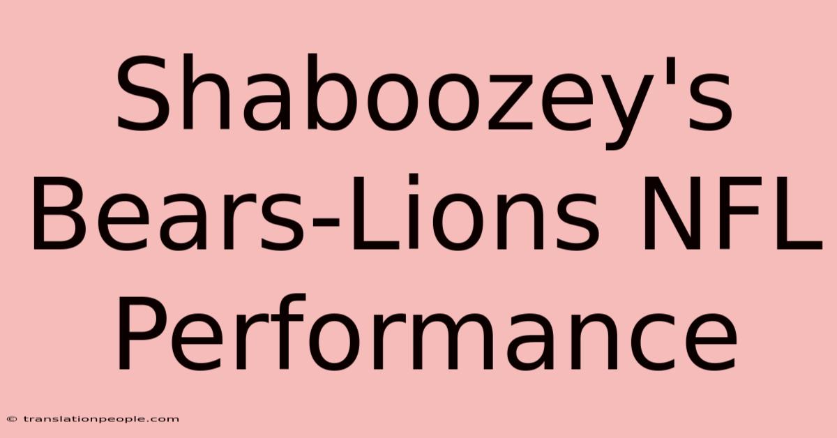 Shaboozey's Bears-Lions NFL Performance