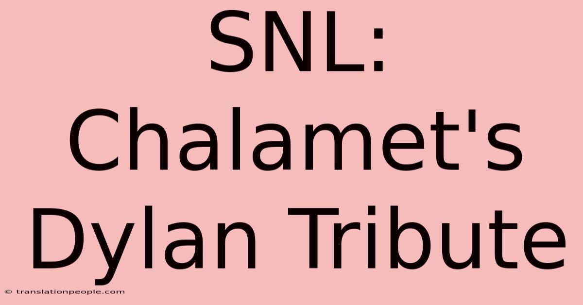 SNL: Chalamet's Dylan Tribute