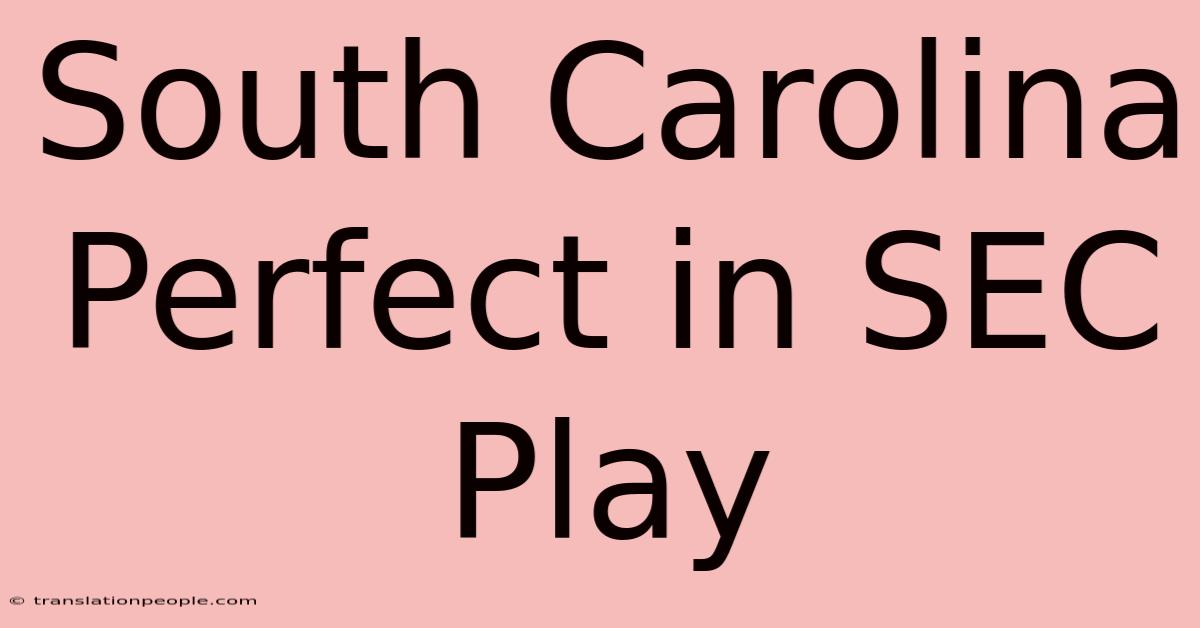 South Carolina Perfect In SEC Play