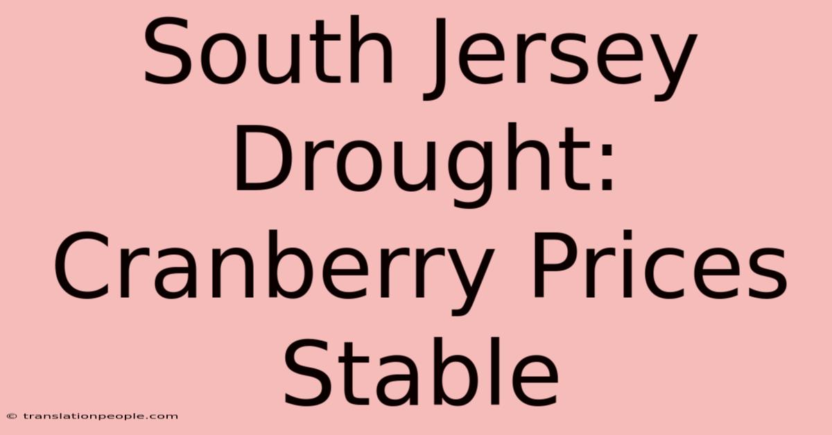 South Jersey Drought: Cranberry Prices Stable