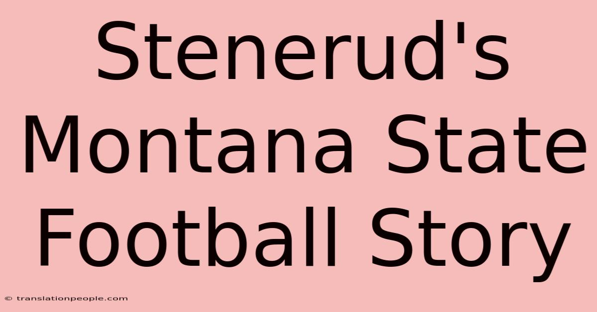 Stenerud's Montana State Football Story