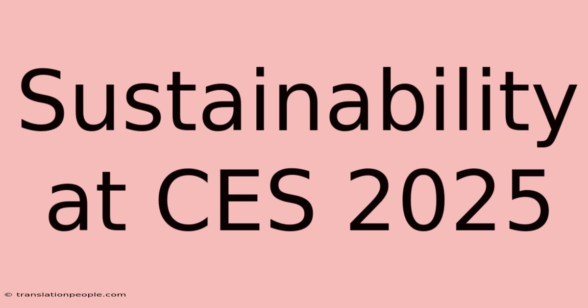 Sustainability At CES 2025