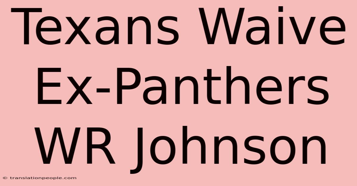 Texans Waive Ex-Panthers WR Johnson