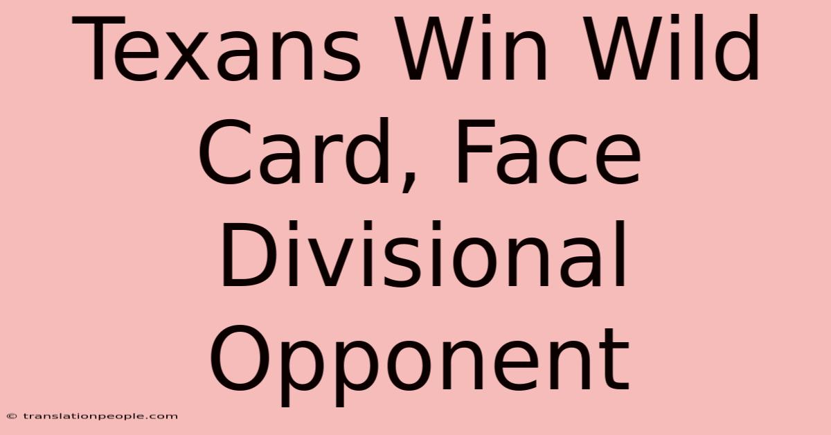 Texans Win Wild Card, Face Divisional Opponent