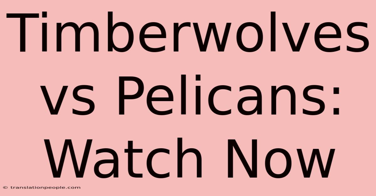 Timberwolves Vs Pelicans: Watch Now