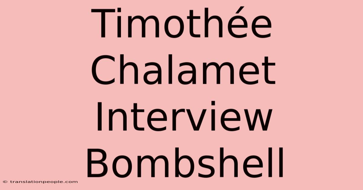 Timothée Chalamet Interview Bombshell