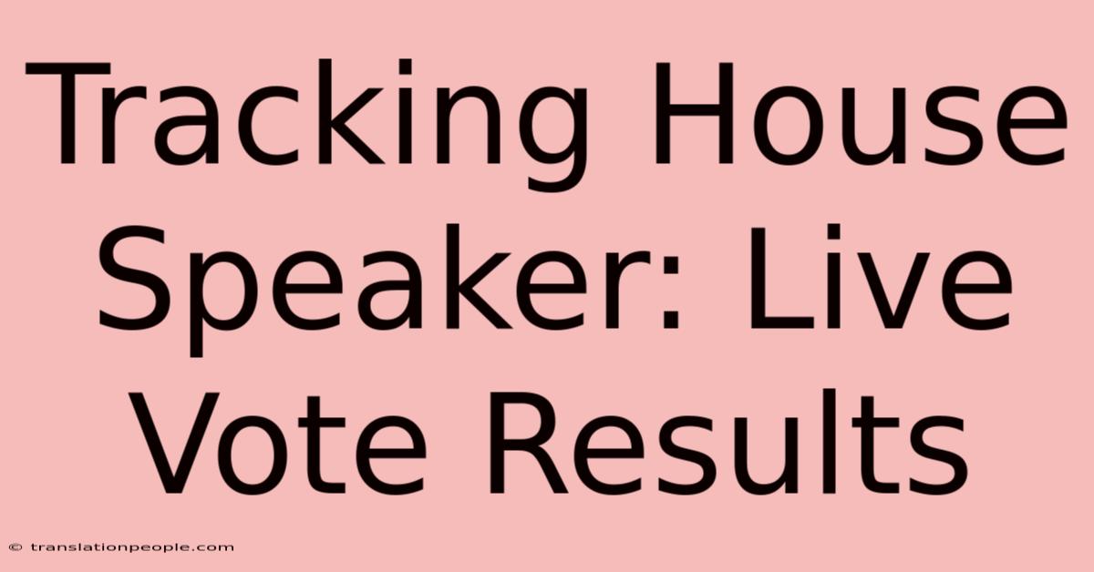 Tracking House Speaker: Live Vote Results