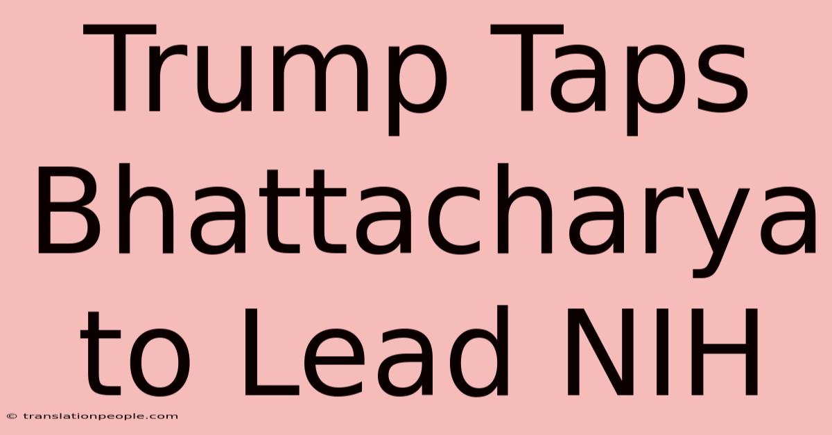 Trump Taps Bhattacharya To Lead NIH