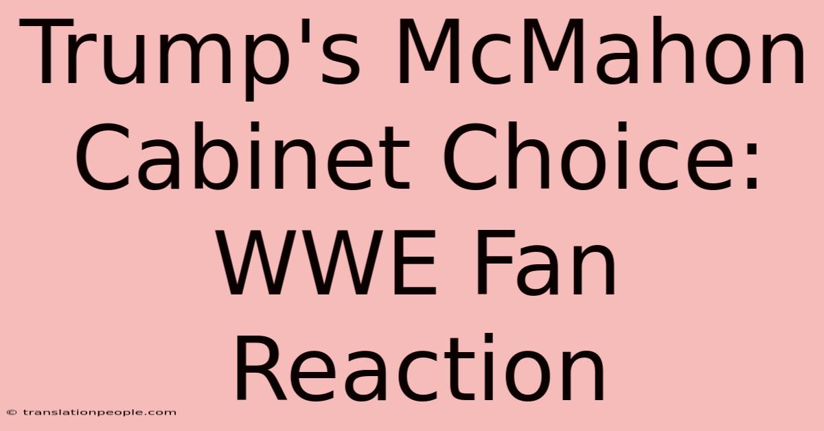 Trump's McMahon Cabinet Choice: WWE Fan Reaction