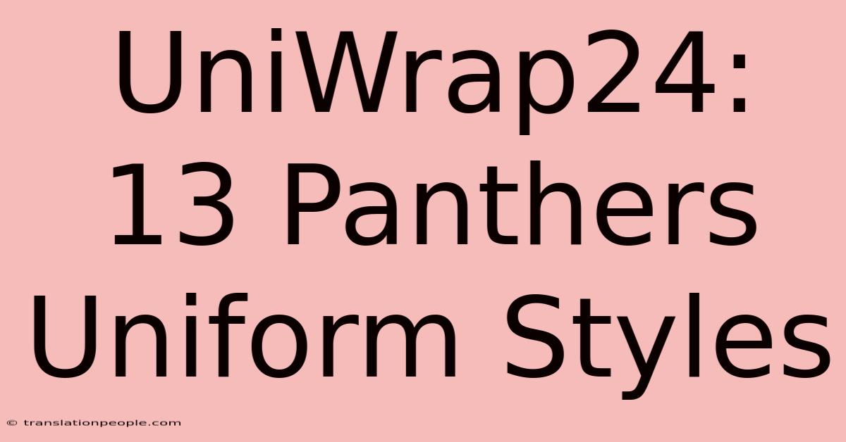 UniWrap24: 13 Panthers Uniform Styles