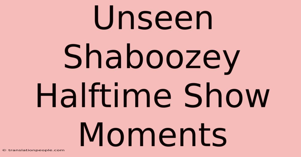 Unseen Shaboozey Halftime Show Moments