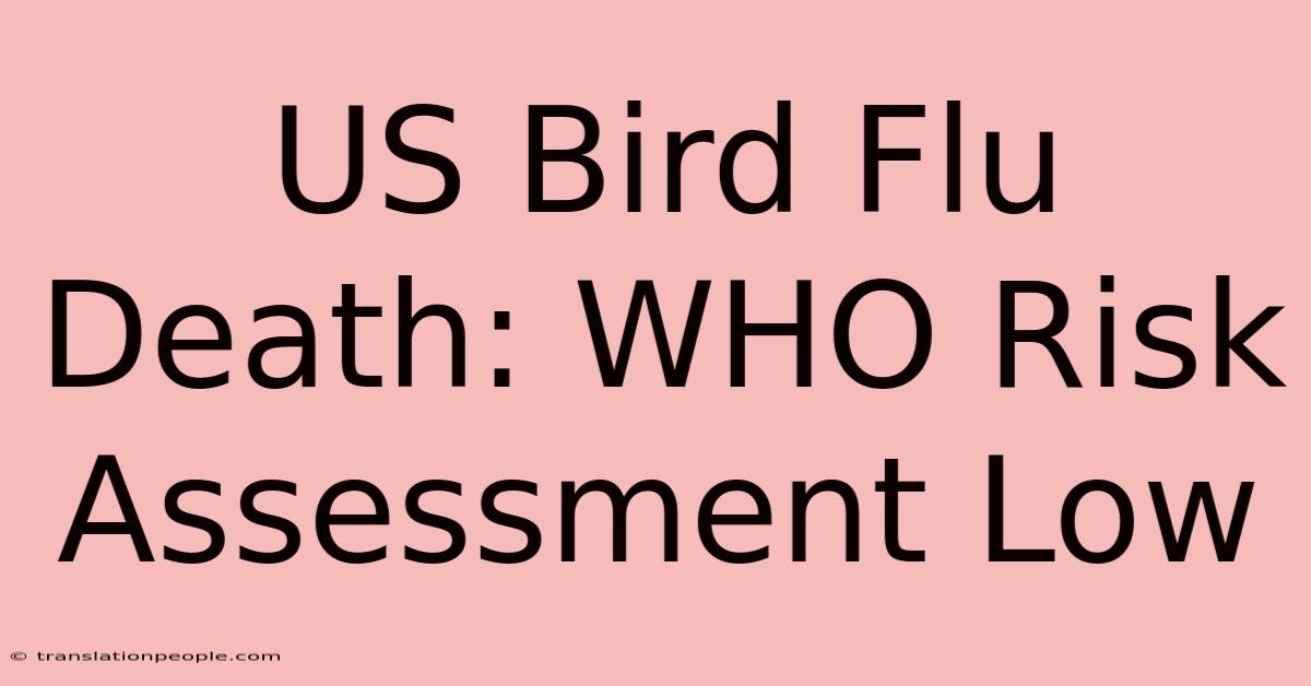 US Bird Flu Death: WHO Risk Assessment Low