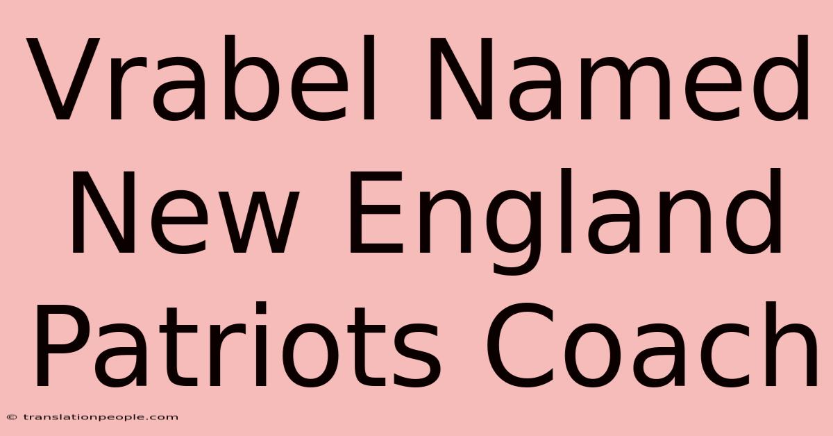 Vrabel Named New England Patriots Coach