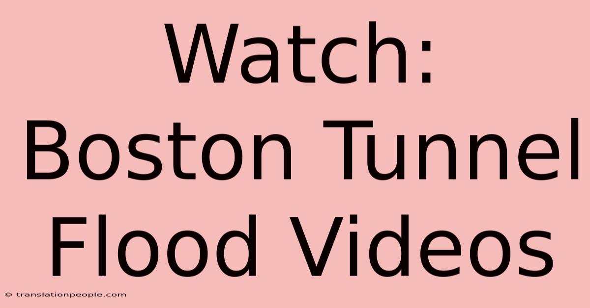 Watch: Boston Tunnel Flood Videos