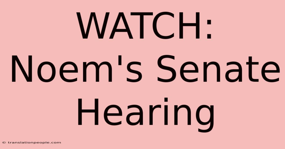 WATCH: Noem's Senate Hearing