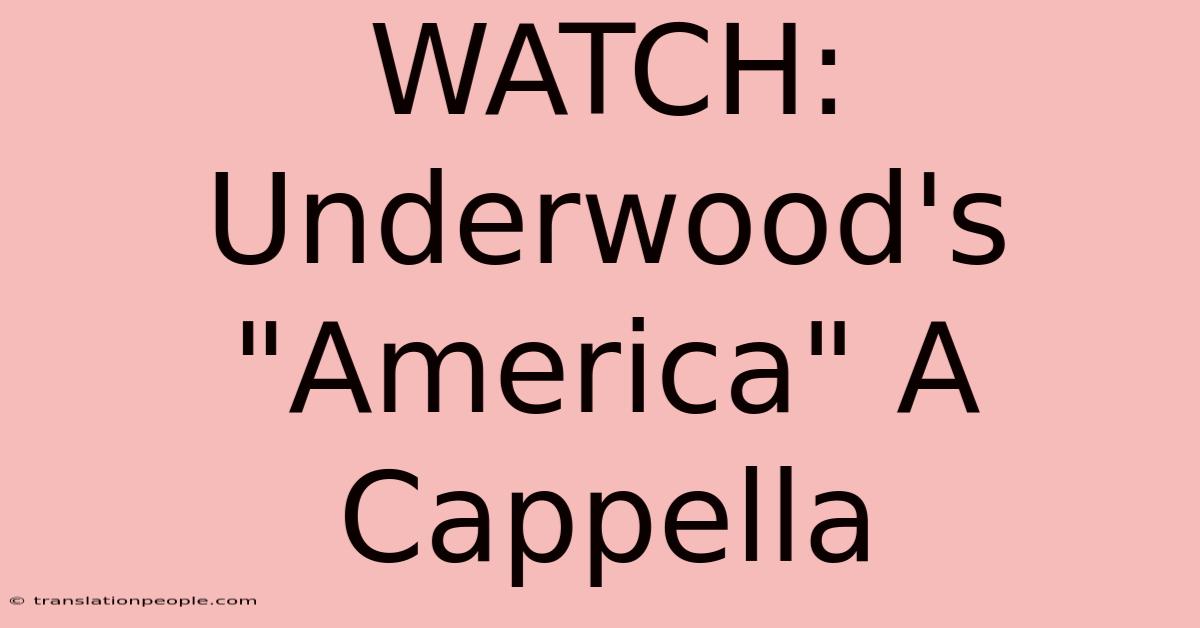 WATCH: Underwood's 