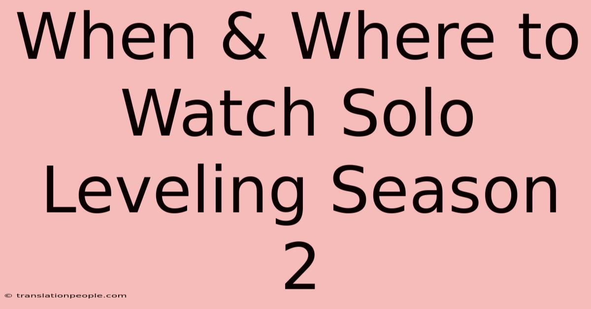 When & Where To Watch Solo Leveling Season 2