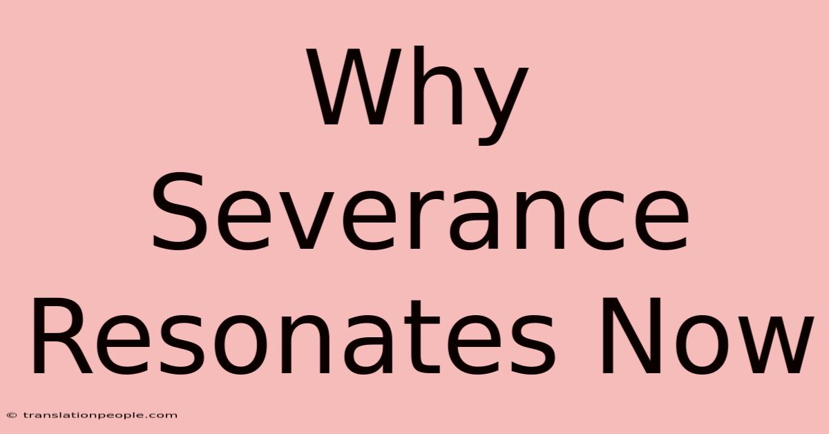 Why Severance Resonates Now