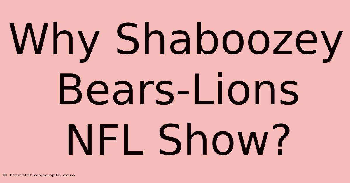 Why Shaboozey Bears-Lions NFL Show?