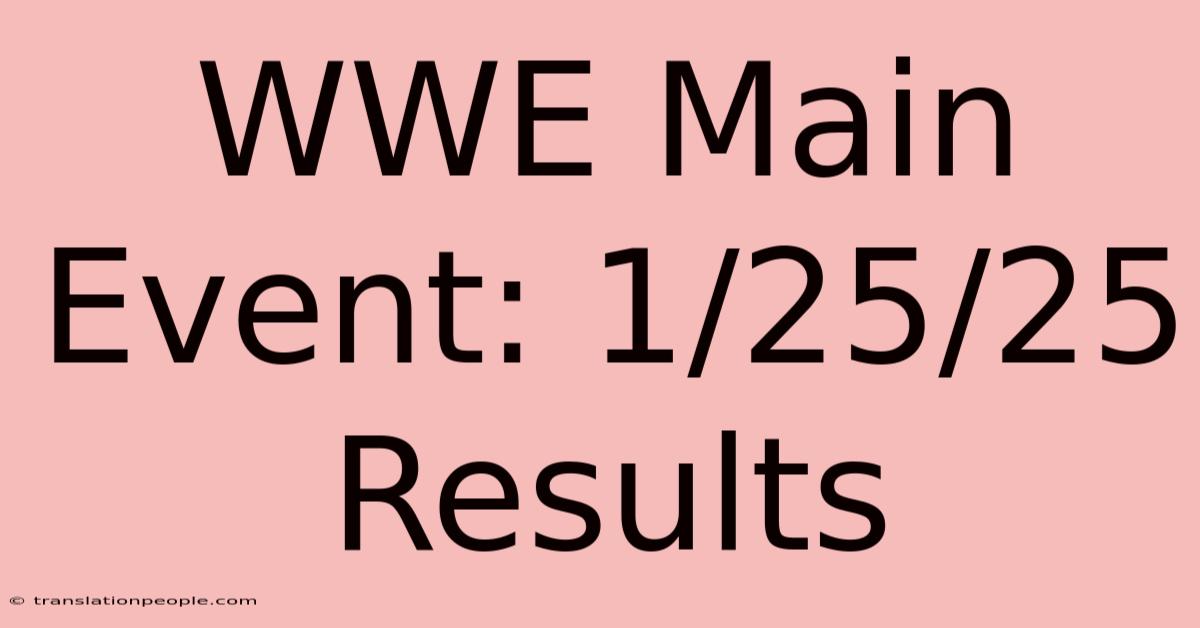 WWE Main Event: 1/25/25 Results