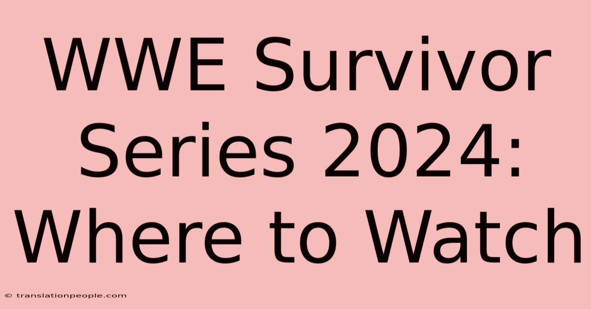 WWE Survivor Series 2024: Where To Watch