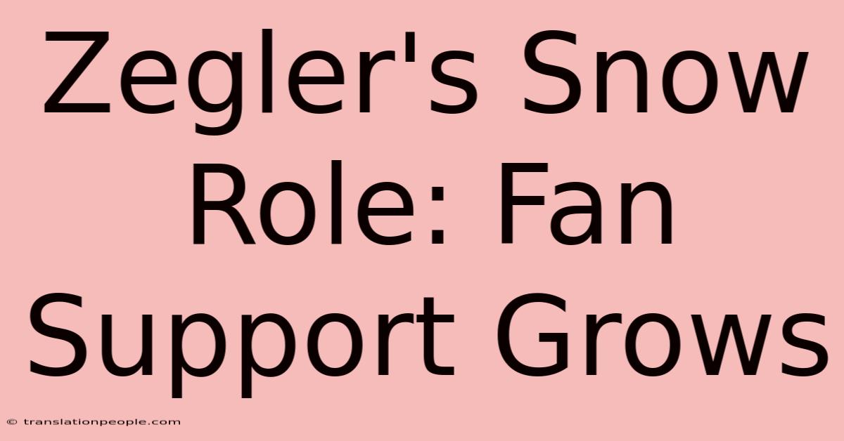 Zegler's Snow Role: Fan Support Grows